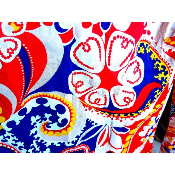 Vintage Rhoda Lee Psychedelic Paisley Nylon Long Sleeve Blouse Top Size 14 - Picture 6 of 6